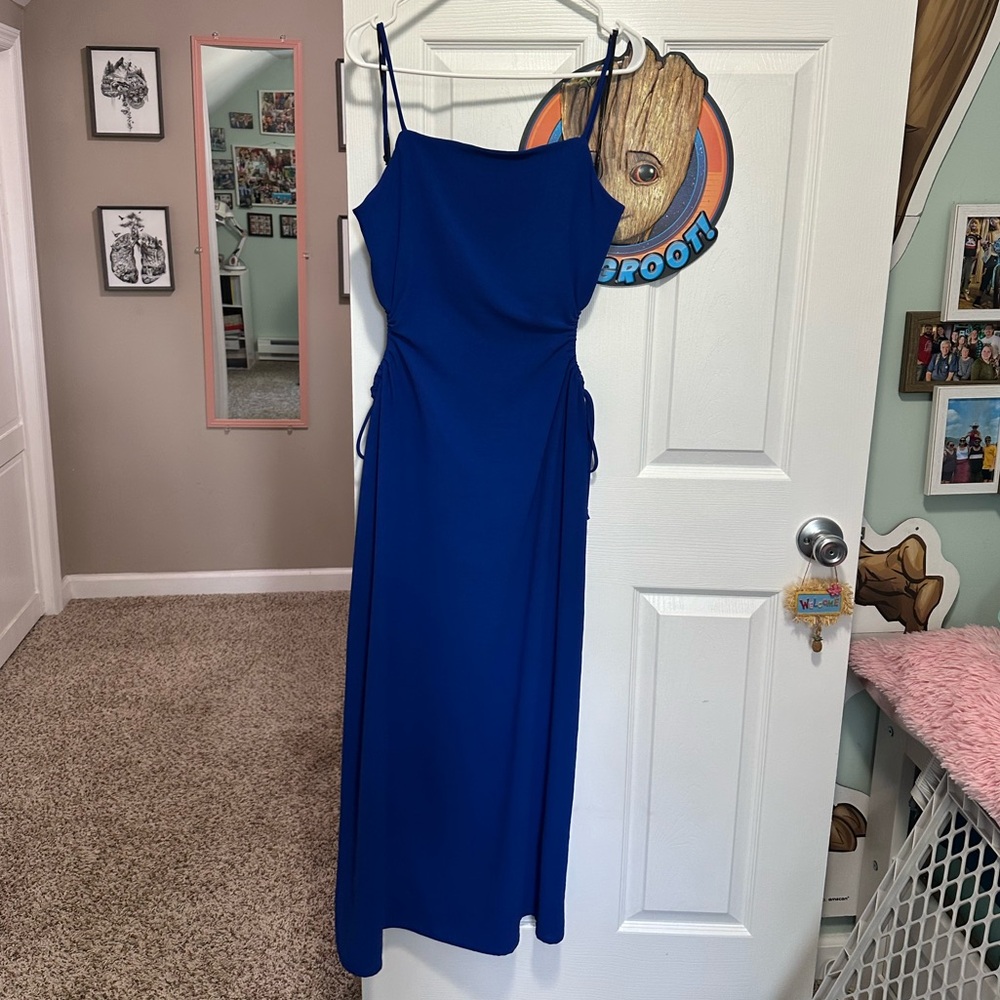 Sadie & Sage Keyhole Spaghetti Strap Dress, Royal Blue, XL